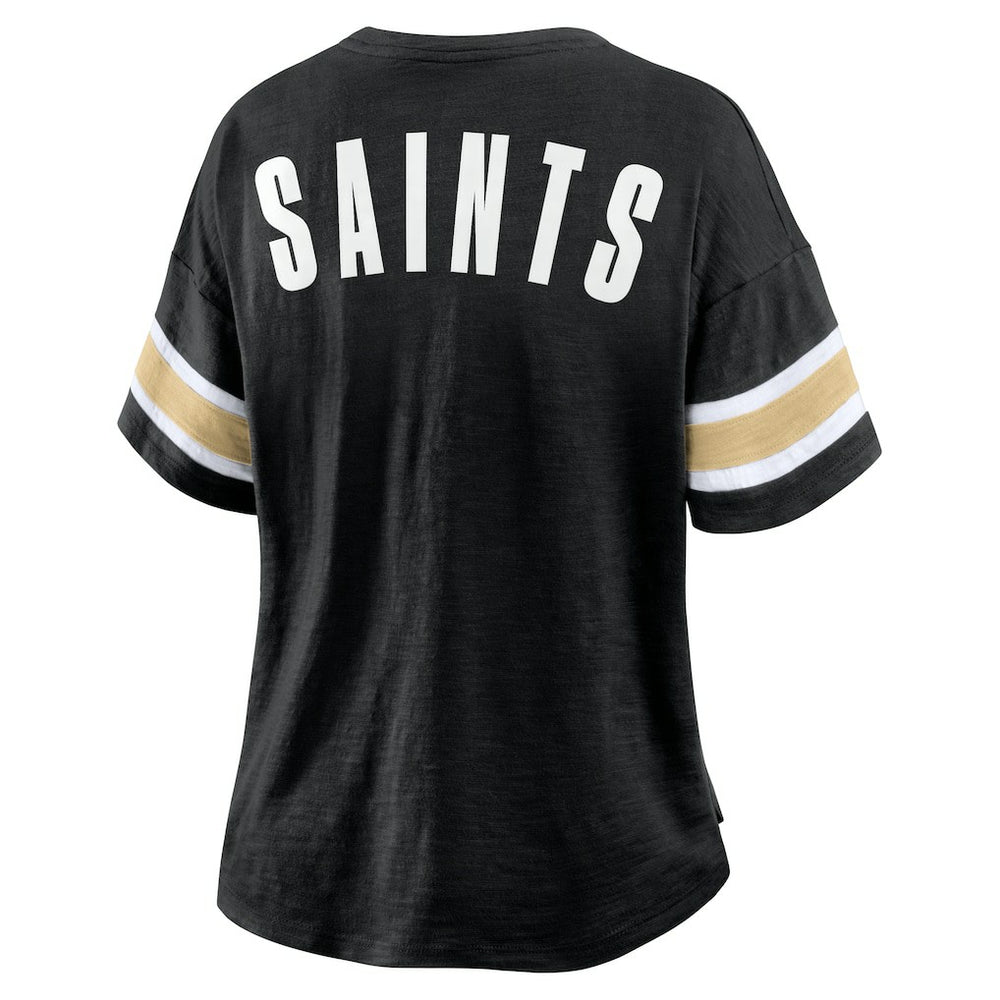 New Orleans Saints Women's Plus Size Redzone Notch Neck T-Shirt - Black - Fanatics