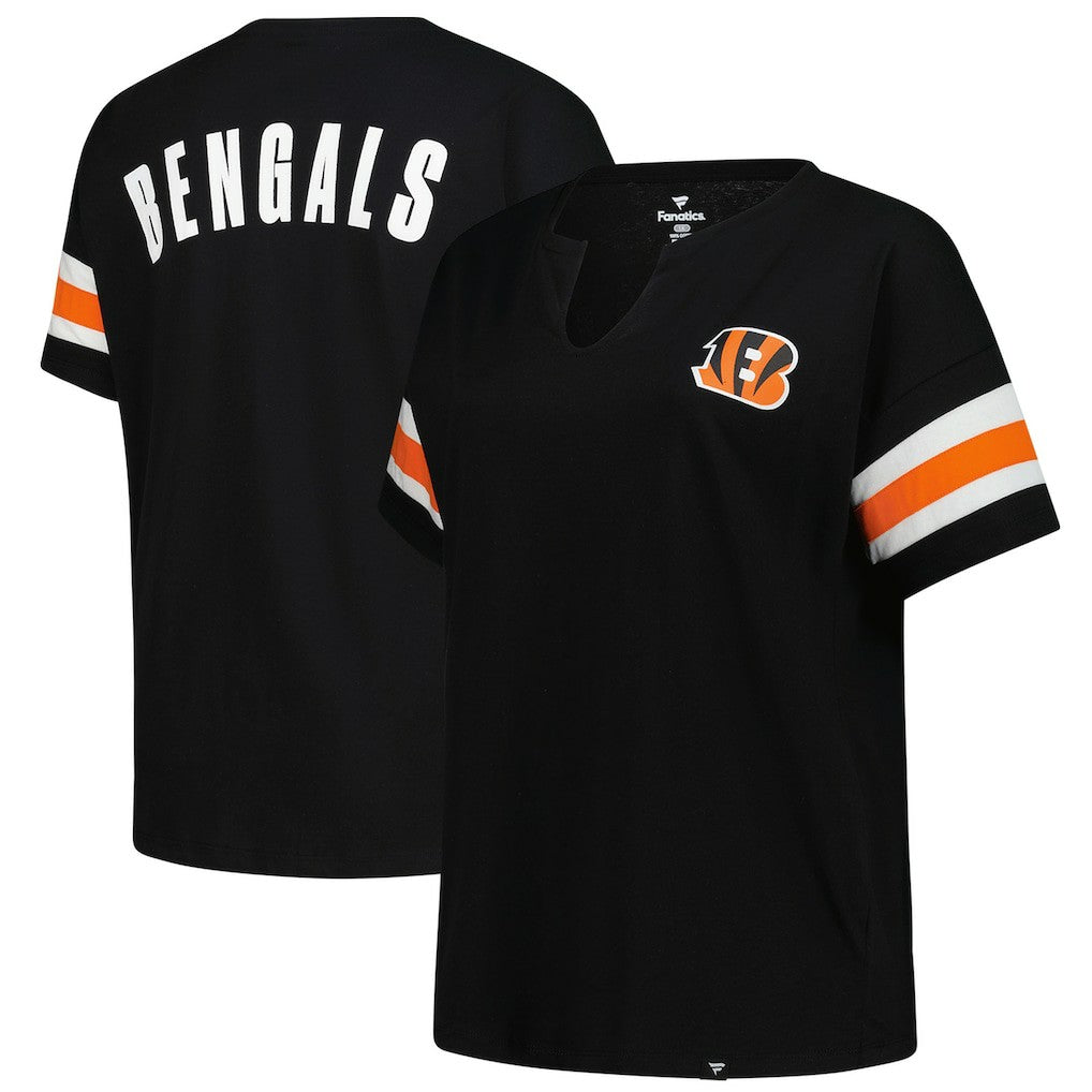 Cincinnati Bengals Women's Plus Size Redzone Notch Neck T-Shirt - Black - Fanatics