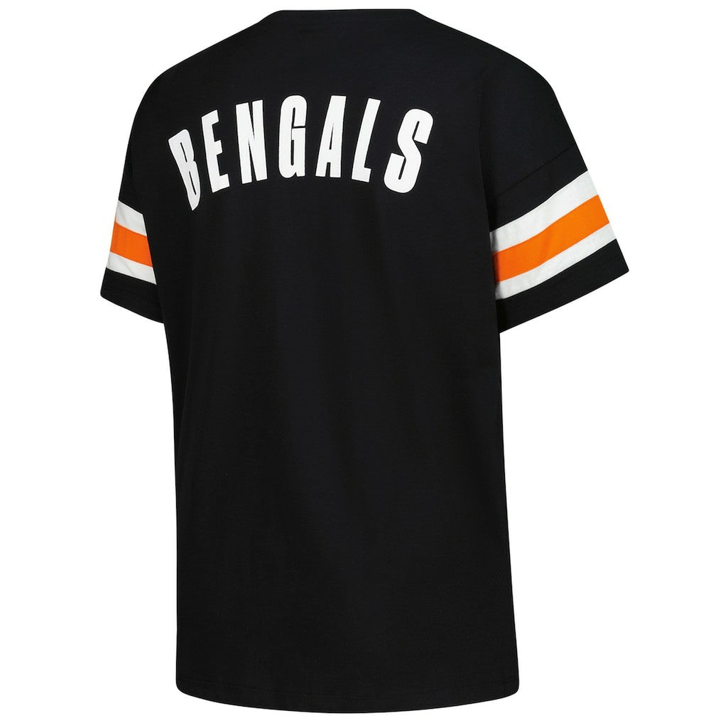 Cincinnati Bengals Women's Plus Size Redzone Notch Neck T-Shirt - Black - Fanatics