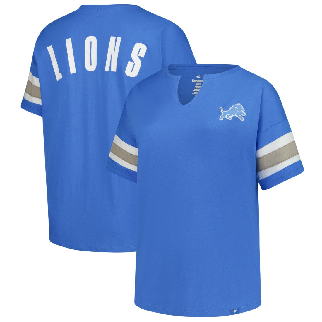 Detroit Lions Women's Plus Size Redzone Notch Neck T-Shirt - Blue - Fanatics