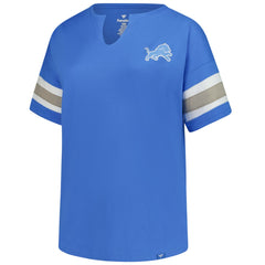 Detroit Lions Women's Plus Size Redzone Notch Neck T-Shirt - Blue - Fanatics