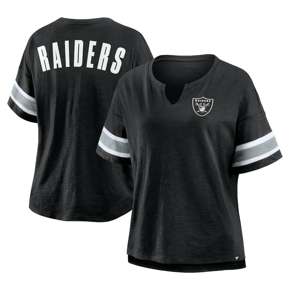 Las Vegas Raiders Women's Plus Size Redzone Notch Neck T-Shirt - Black - Fanatics
