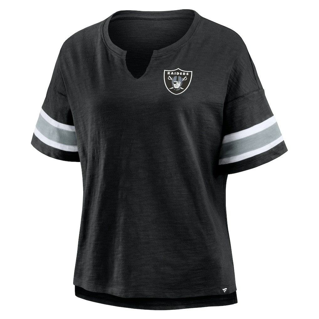 Las Vegas Raiders Women's Plus Size Redzone Notch Neck T-Shirt - Black - Fanatics