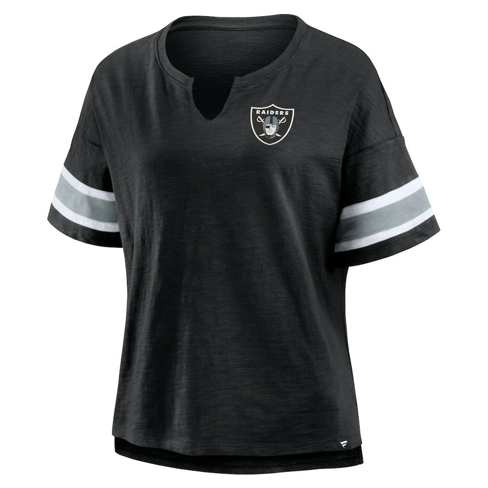 Las Vegas Raiders Women's Plus Size Redzone Notch Neck T-Shirt - Black - Fanatics