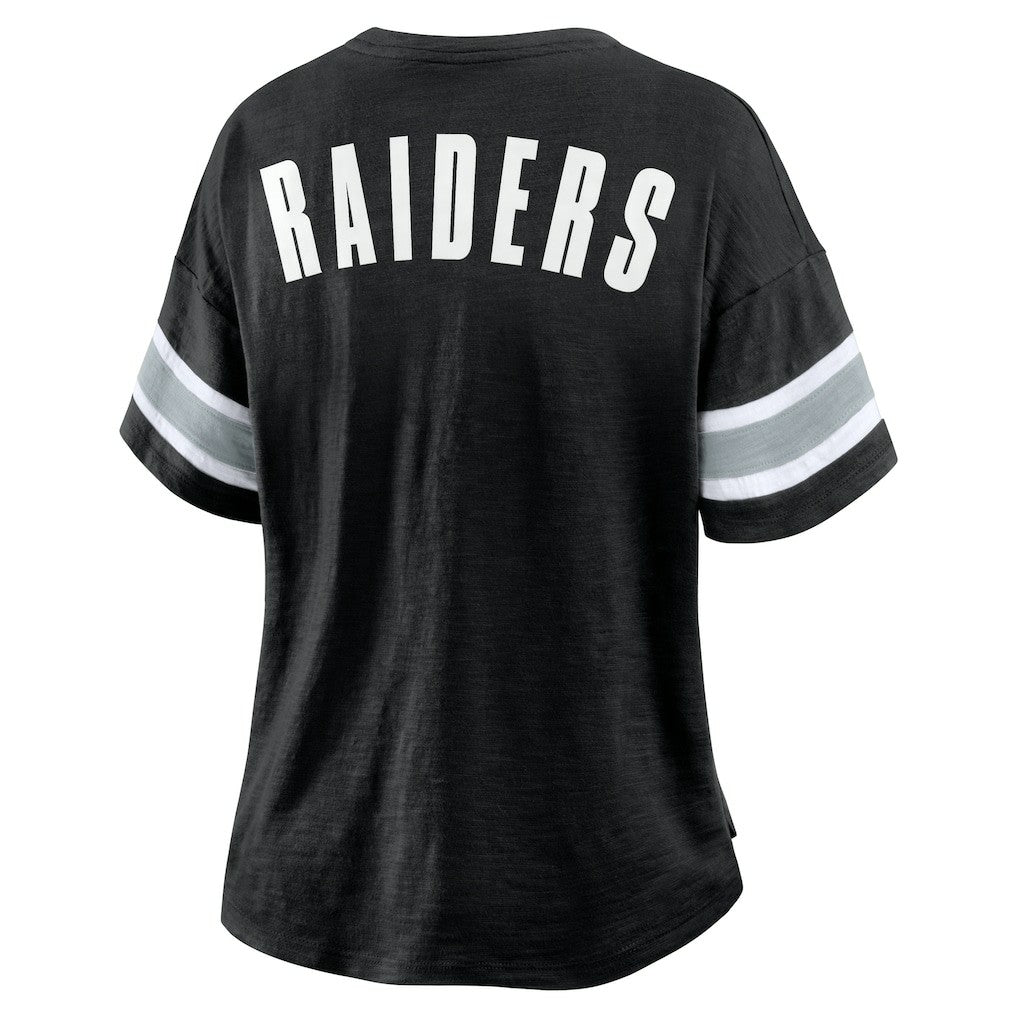 Las Vegas Raiders Women's Plus Size Redzone Notch Neck T-Shirt - Black - Fanatics