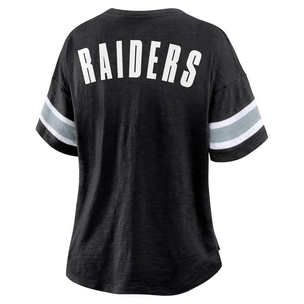 Las Vegas Raiders Women's Plus Size Redzone Notch Neck T-Shirt - Black - Fanatics