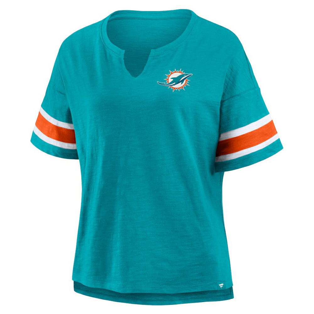 Miami Dolphins Women's Plus Size Redzone Notch Neck T-Shirt - Aqua - Fanatics