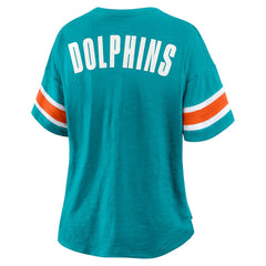 Miami Dolphins Women's Plus Size Redzone Notch Neck T-Shirt - Aqua - Fanatics