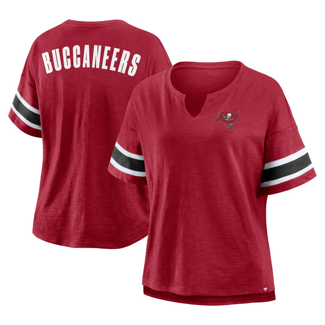 Tampa Bay Buccaneers Women's Plus Size Redzone Notch Neck T-Shirt - Red - Fanatics