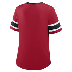 San Francisco 49ers Women's Plus Size Red Zone Athena Lace-Up V-Notch Neck T-Shirt - Scarlet - Fanatics