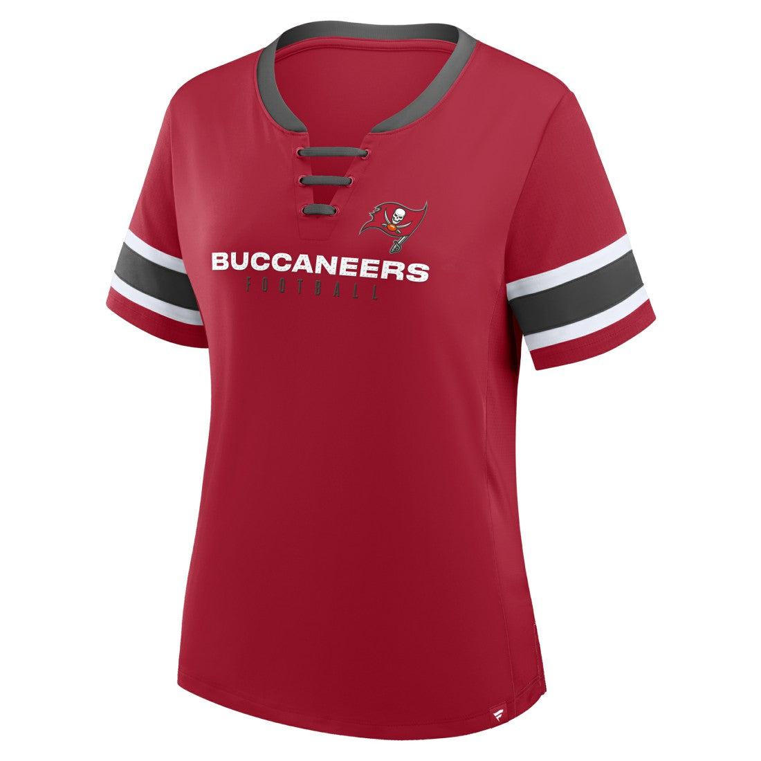 Tampa Bay Buccaneers Women's Plus Size Red Zone Athena Lace-Up V-Notch Neck T-Shirt - Red - Fanatics