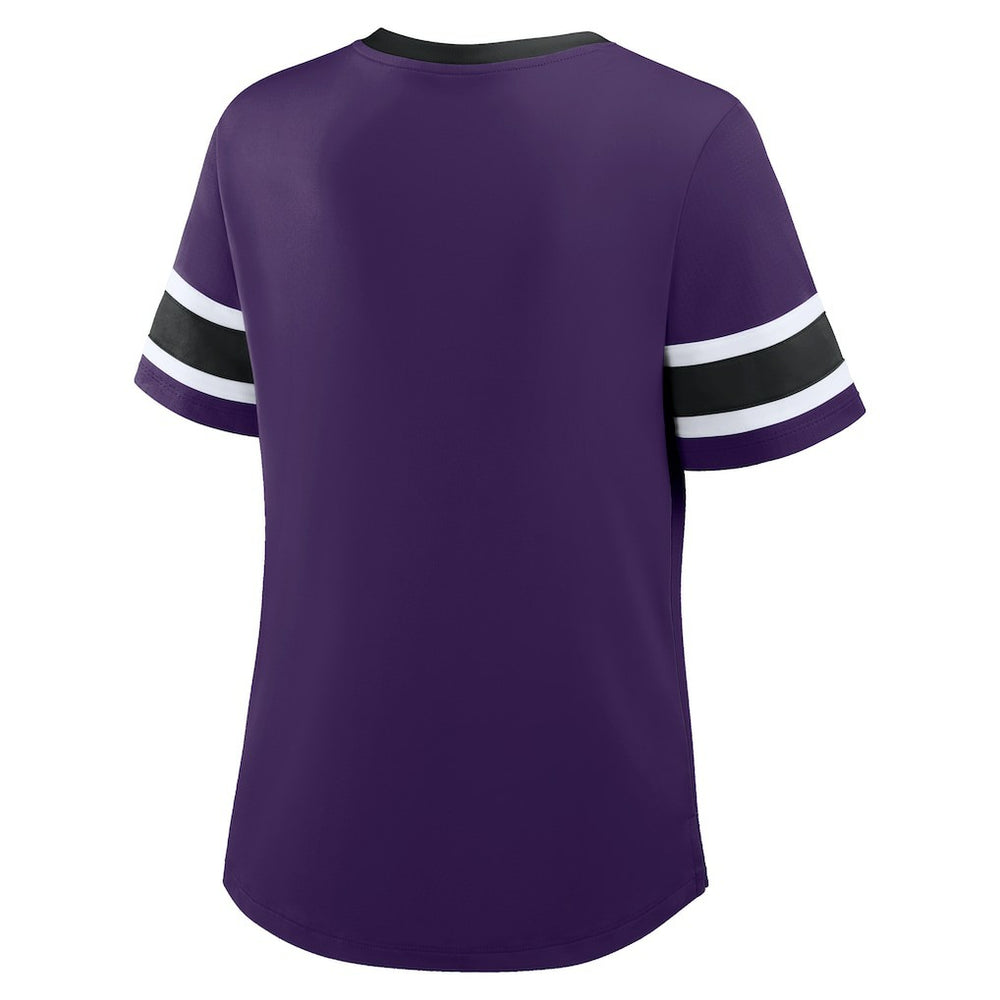 Baltimore Ravens Women's Plus Size Red Zone Athena Lace-Up V-Notch Neck T-Shirt - Purple - Fanatics
