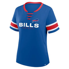 Buffalo Bills Women's Plus Size Red Zone Athena Lace-Up V-Notch Neck T-Shirt - Royal - Fanatics