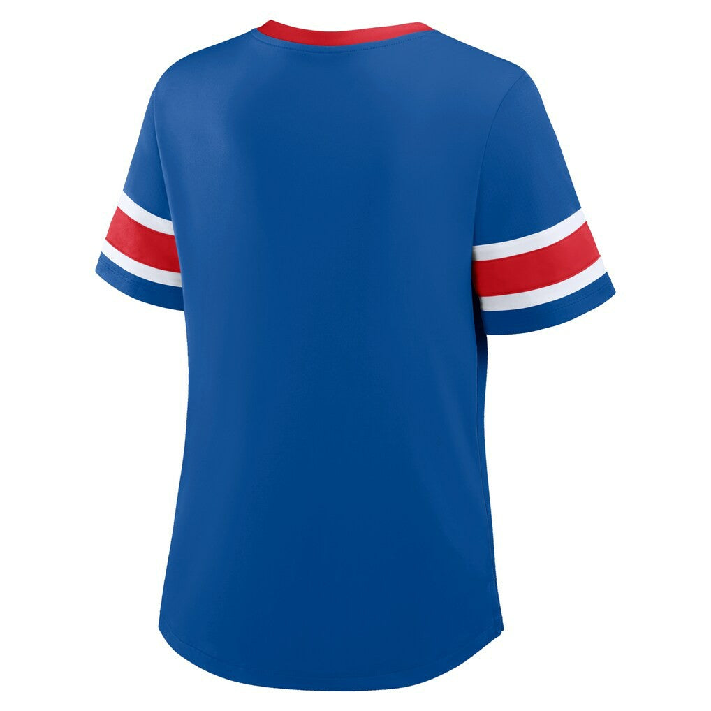 Buffalo Bills Women's Plus Size Red Zone Athena Lace-Up V-Notch Neck T-Shirt - Royal - Fanatics