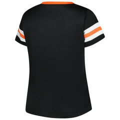 Cincinnati Bengals Women's Plus Size Red Zone Athena Lace-Up V-Notch Neck T-Shirt - Black - Fanatics