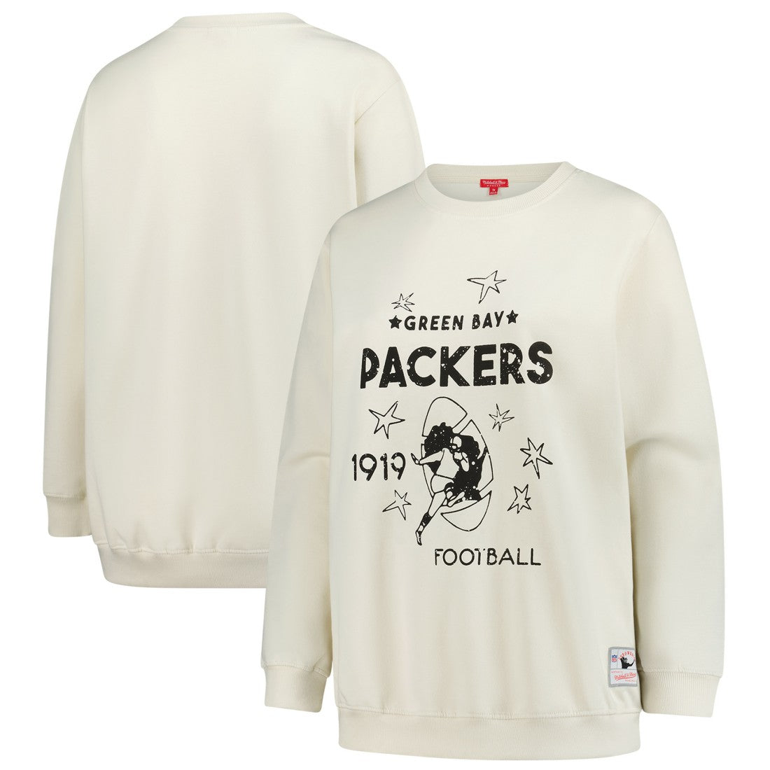 Green Bay Packers Women's Plus Size Shooting Star Sweatshirt - Cream - Mitchell & Ness