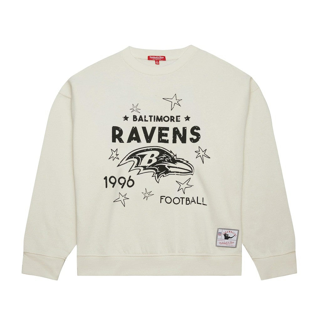 Baltimore Ravens Women's Plus Size Shooting Star Sweatshirt - Cream - Mitchell & Ness