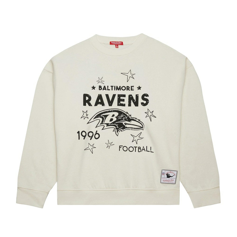 Baltimore Ravens Women's Plus Size Shooting Star Sweatshirt - Cream - Mitchell & Ness
