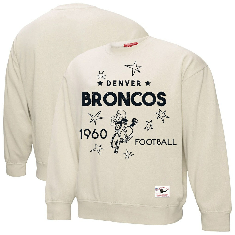Denver Broncos Women's Plus Size Shooting Star Sweatshirt - Cream - Mitchell & Ness