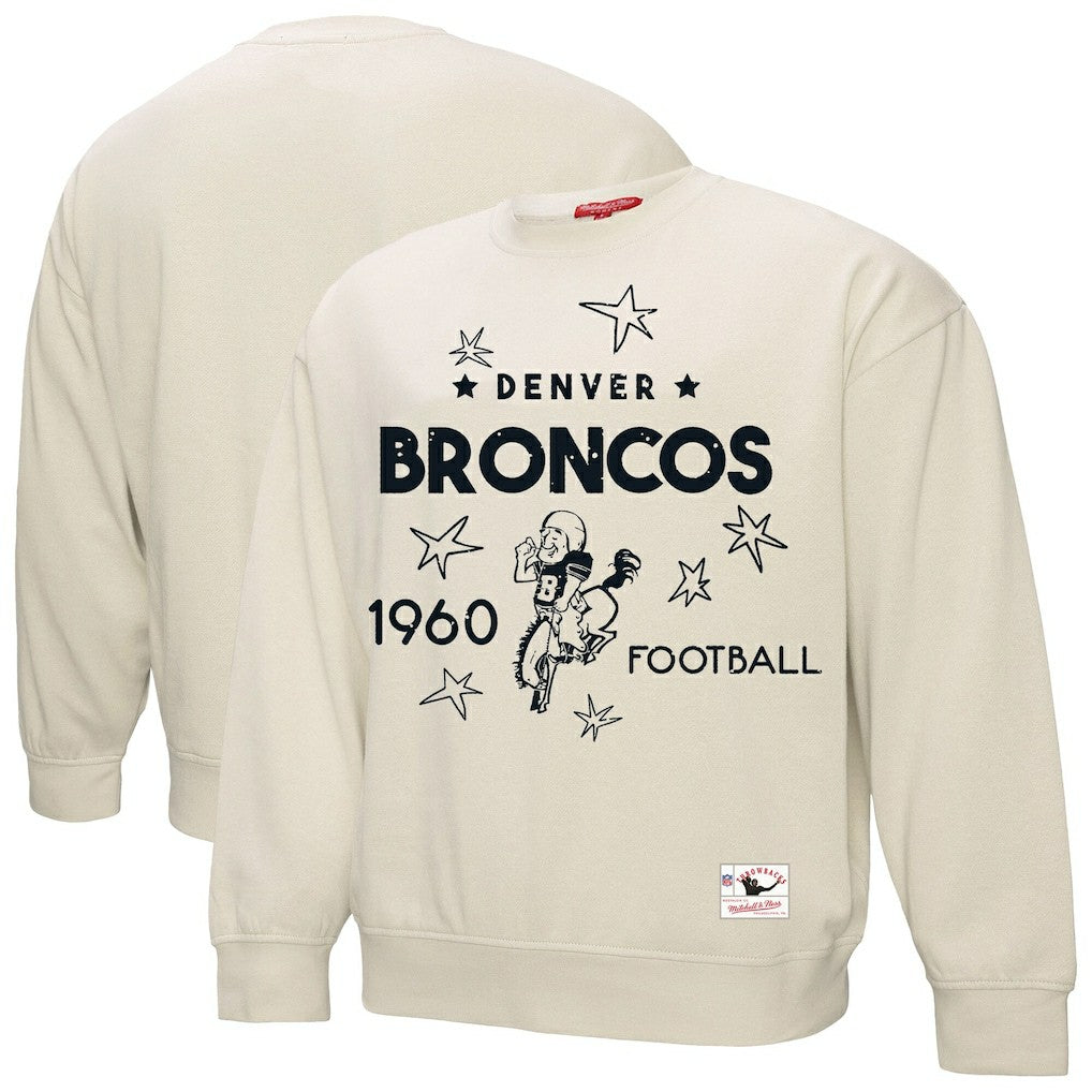 Denver Broncos Women's Plus Size Shooting Star Sweatshirt - Cream - Mitchell & Ness