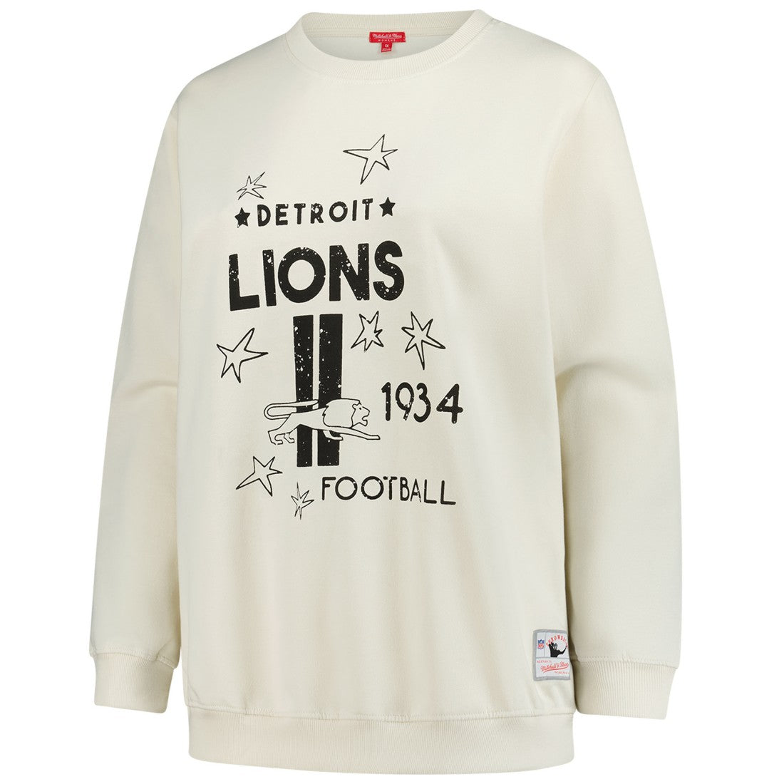 Detroit Lions Women's Plus Size Shooting Star Sweatshirt - Cream - Mitchell & Ness