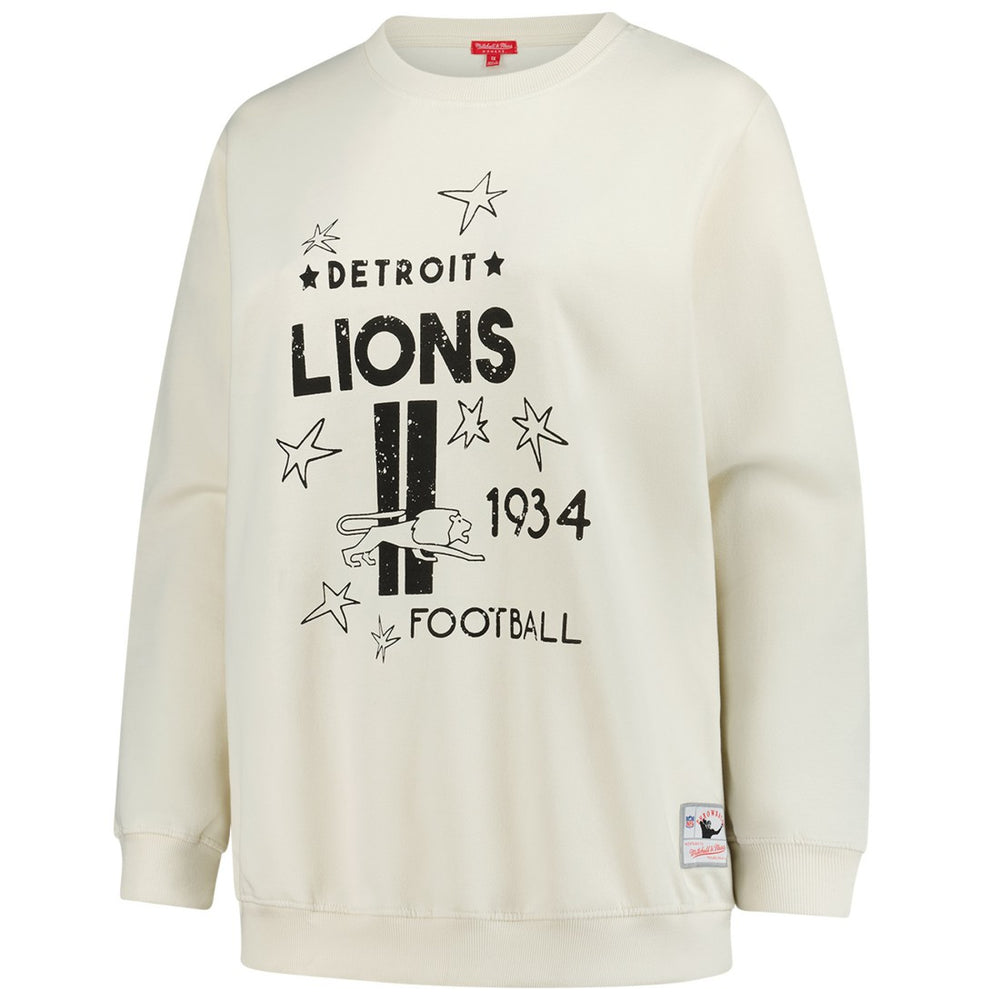 Detroit Lions Women's Plus Size Shooting Star Sweatshirt - Cream - Mitchell & Ness