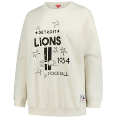 Detroit Lions Women's Plus Size Shooting Star Sweatshirt - Cream - Mitchell & Ness