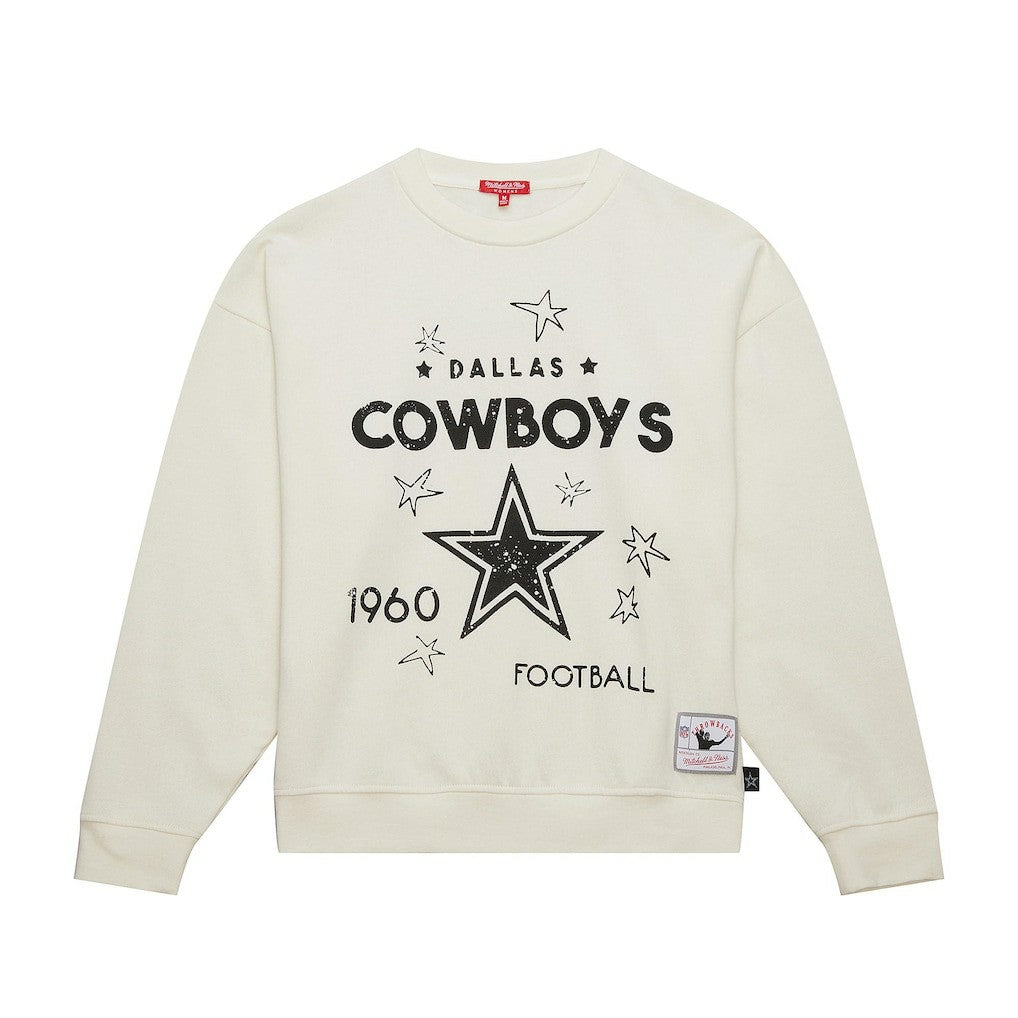 Dallas Cowboys Women's Plus Size Shooting Star Sweatshirt - Cream - Mitchell & Ness
