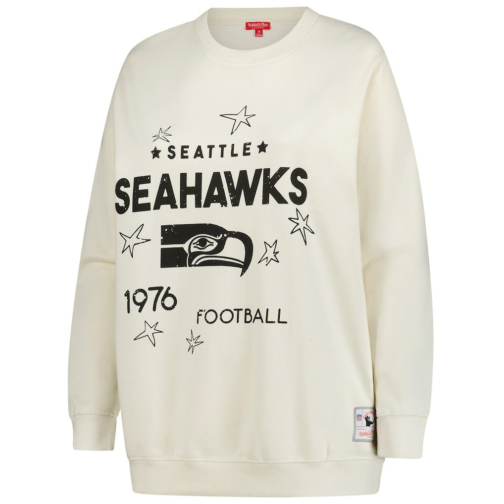 Seattle Seahawks Women's Plus Size Shooting Star Sweatshirt - Cream - Mitchell & Ness