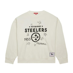 Pittsburgh Steelers Women's Plus Size Shooting Star Sweatshirt - Cream - Mitchell & Ness