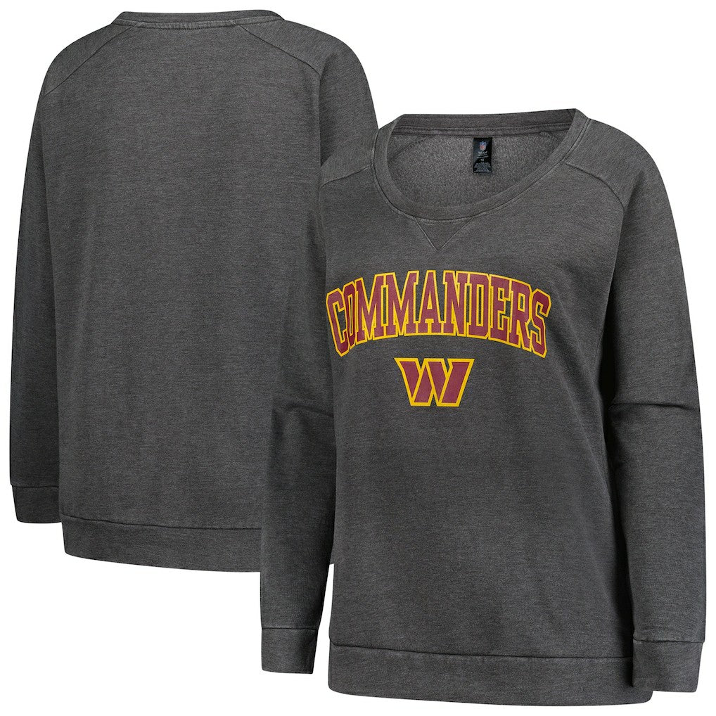 Washington Commanders Profile Women's Plus Size Acid Wash Raglan Sweatshirt - Charcoal - NFL