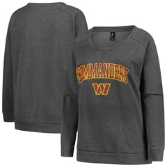 Washington Commanders Profile Women's Plus Size Acid Wash Raglan Sweatshirt - Charcoal - NFL