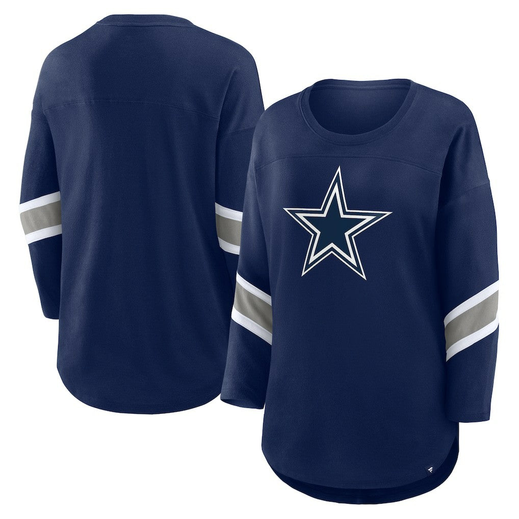 Dallas Cowboys Women's Plus Size Redzone 3/4-Sleeve Scoop Neck T-Shirt - Navy - Fanatics