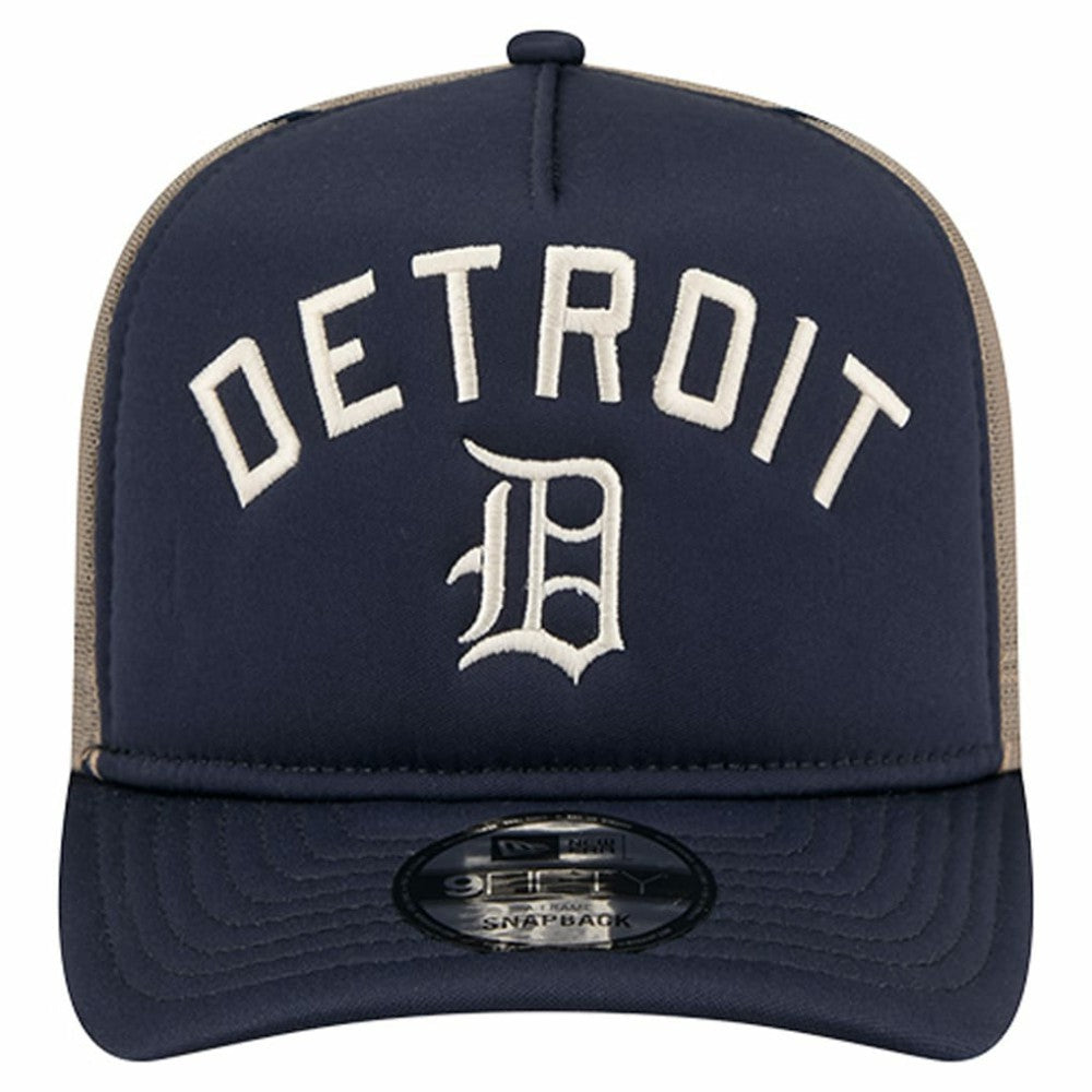 Detroit Tigers New Era Vintage Arched Foam Front 9FIFTY A-Frame Adjustable Trucker Hat Outlet