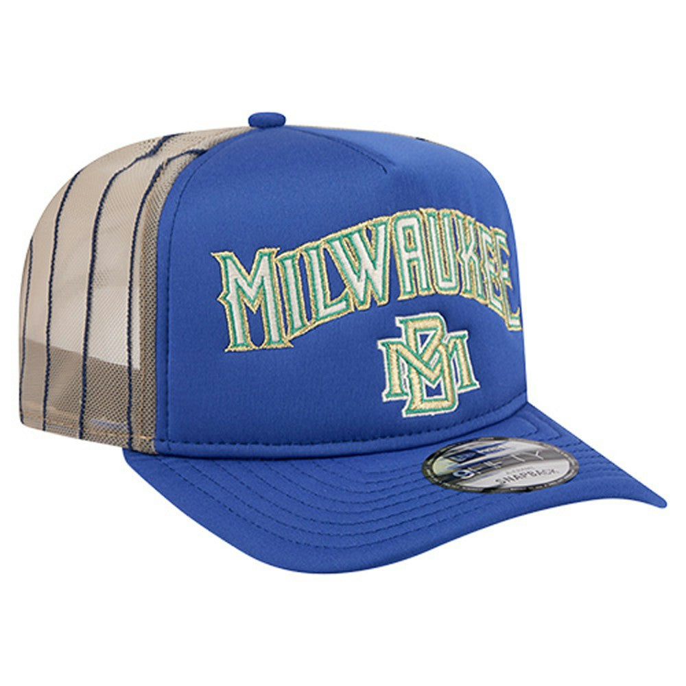Milwaukee Brewers New Era Vintage Arched Foam Front 9FIFTY A-Frame Adjustable Trucker Hat Sale