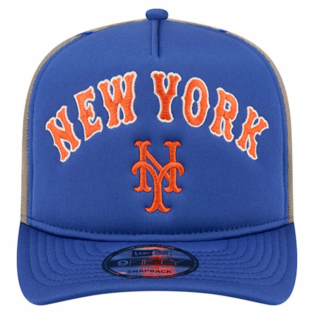 New York Mets New Era Vintage Arched Foam Front 9FIFTY A-Frame Adjustable Trucker Hat Outlet