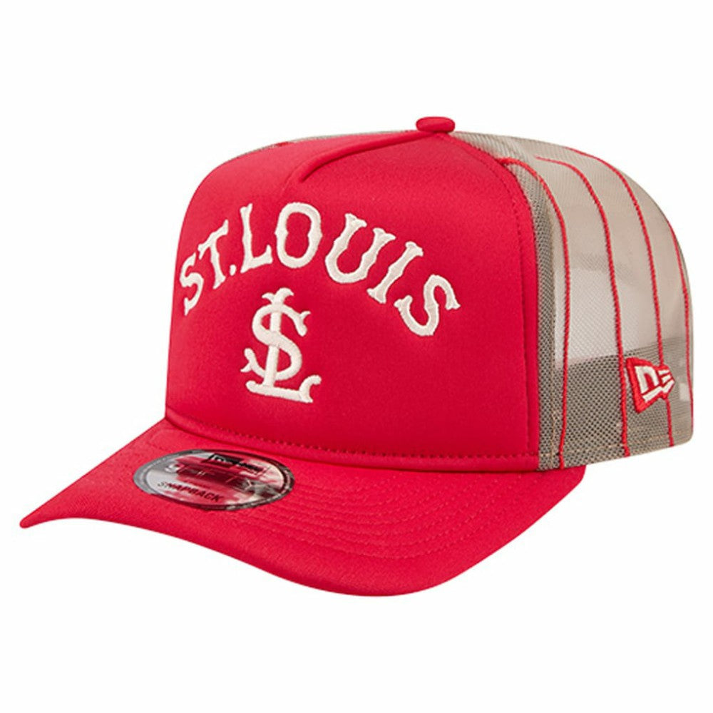 St. Louis Cardinals New Era Vintage Arched Foam Front 9FIFTY A-Frame Adjustable Trucker Hat Discount