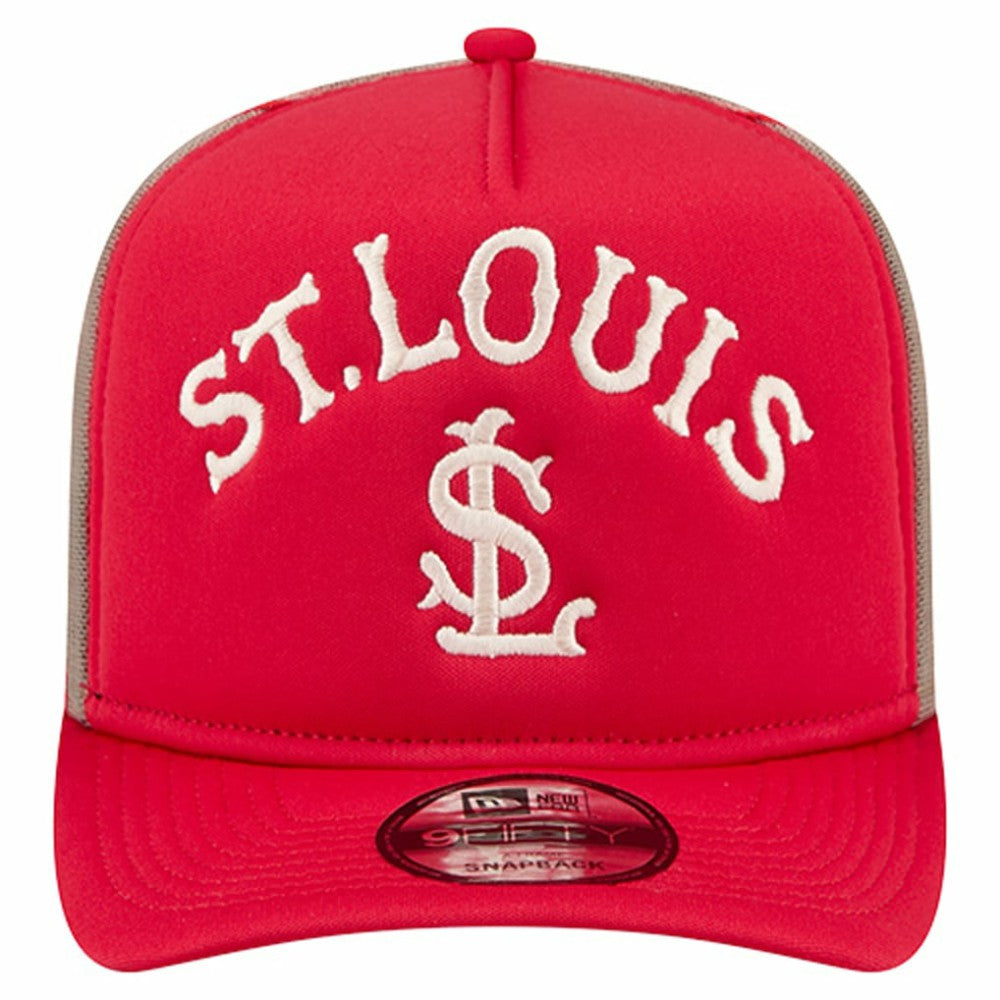 St. Louis Cardinals New Era Vintage Arched Foam Front 9FIFTY A-Frame Adjustable Trucker Hat Discount