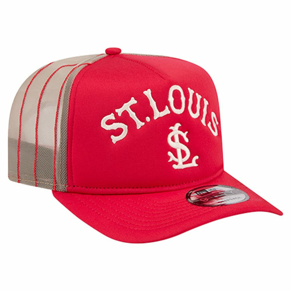 St. Louis Cardinals New Era Vintage Arched Foam Front 9FIFTY A-Frame Adjustable Trucker Hat Discount