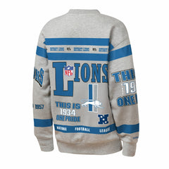 Detroit Lions Youth Throwback All-Over Print Fleece Sweatshirt - Gray - Mitchell & Ness
