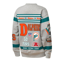 Miami Dolphins Youth Throwback All-Over Print Fleece Sweatshirt - Gray - Mitchell & Ness