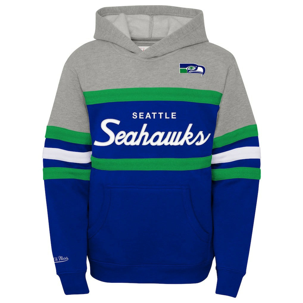 Seattle Seahawks Youth Throwback Head Coach Pullover Hoodie - Royal - Mitchell & Ness