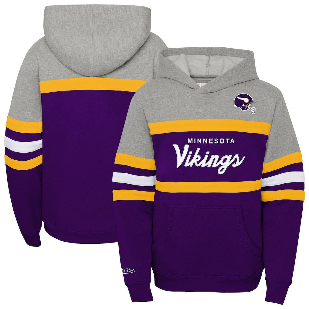Minnesota Vikings Youth Throwback Head Coach Pullover Hoodie - Purple - Mitchell & Ness