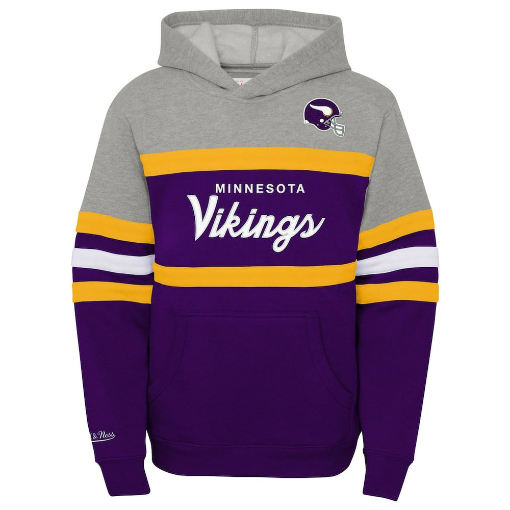 Minnesota Vikings Youth Throwback Head Coach Pullover Hoodie - Purple - Mitchell & Ness
