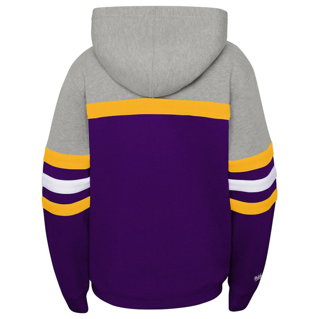 Minnesota Vikings Youth Throwback Head Coach Pullover Hoodie - Purple - Mitchell & Ness