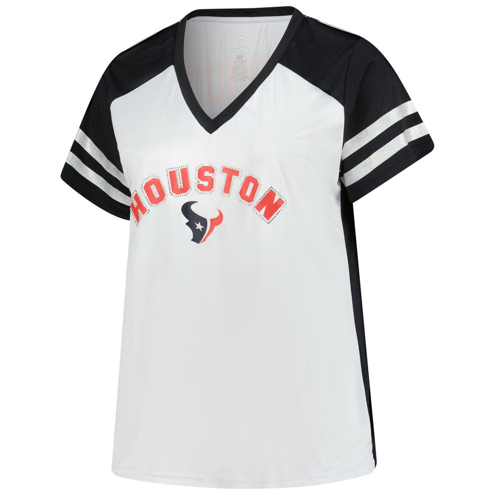 C.J. Stroud Houston Texans Women's Plus Size Bling V-Neck T-Shirt - White - Fanatics