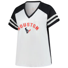 C.J. Stroud Houston Texans Women's Plus Size Bling V-Neck T-Shirt - White - Fanatics