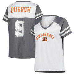 Joe Burrow Cincinnati Bengals Women's Plus Size Bling V-Neck T-Shirt - White - Fanatics