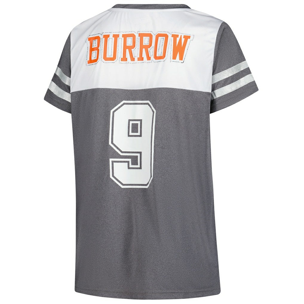 Joe Burrow Cincinnati Bengals Women's Plus Size Bling V-Neck T-Shirt - White - Fanatics