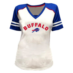 Josh Allen Buffalo Bills Women's Plus Size Bling V-Neck T-Shirt - White - Fanatics